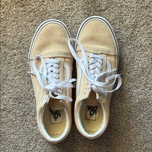 Light Yellow Suede Vans Lace-Up Sneakers